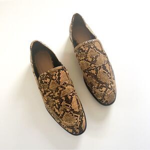 Zara Croco Printed Brown Flat Loafers Size 38 | 7.5 Women’s